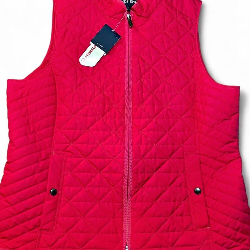 Lands’ End PrimaLoft Quilted Vest XL 18 Coral Ruby Preppy Lightweight Puffer